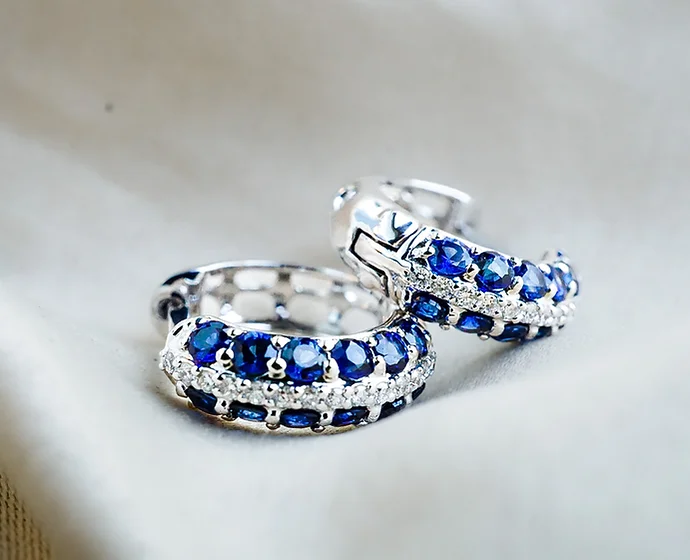 Blue Sapphire Diamond Hoops - Essilux