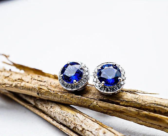 Blue Sapphire Diamond Studs - Essilux