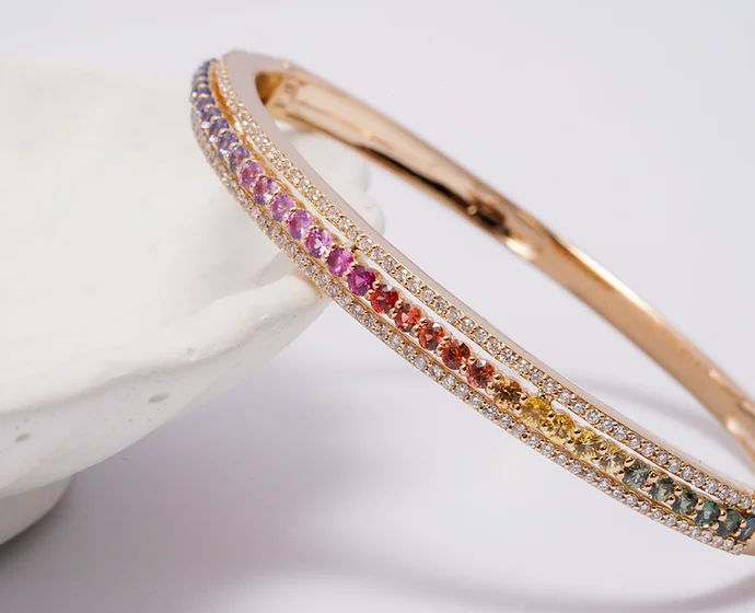 Rainbow Sapphire Diamond Bangle - Essilux