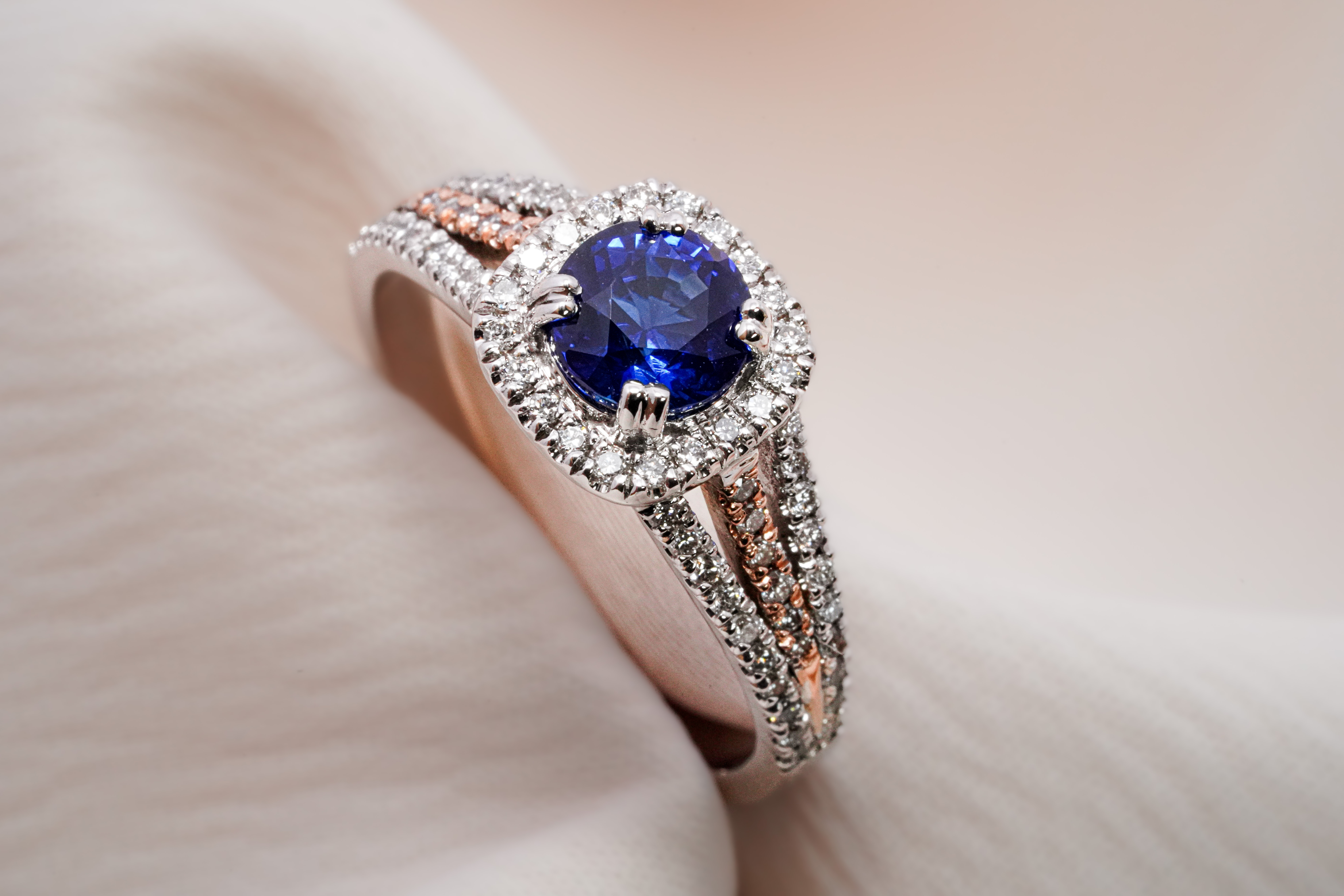Blue Sapphire Diamond Engagement Ring - Menu
