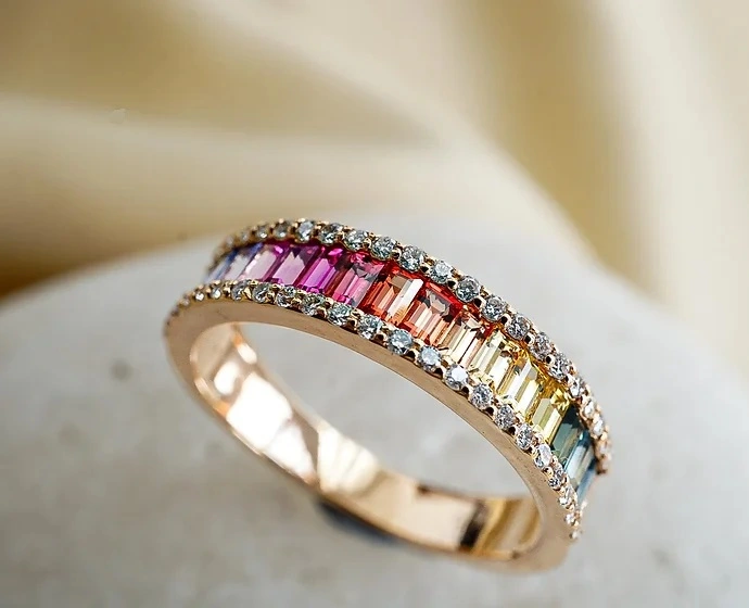 Rainbow Sapphire Diamond Ring - Essilux
