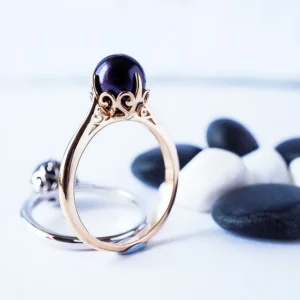 Black Pearl Solitaire Ring