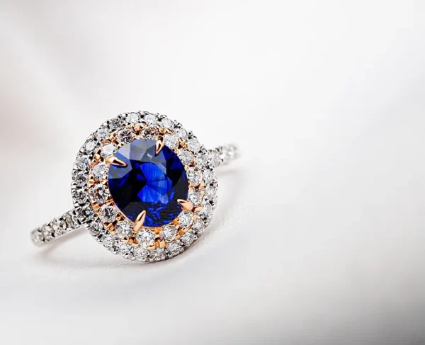 Blue Sapphire Side Stoned Diamond Ring 2