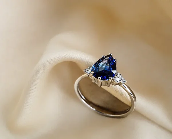 Blue Teardrop Sapphire and Diamond Ring 2