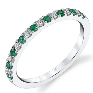 Classic Emerald & Diamond Wedding Band