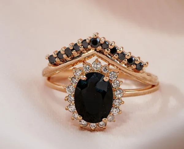 Dark Princess Era - Black Crown Ring with Onyx