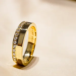 Diamond Single Row Wide Wedding Band