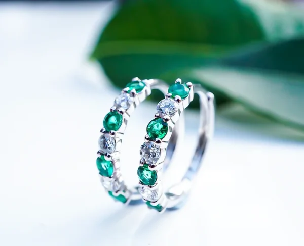 Emerald Hoop Earrings 2