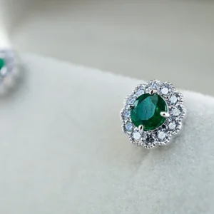 Emerald and Diamond Floral Studs