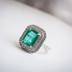 Emerald and Diamonds Engagement Ring