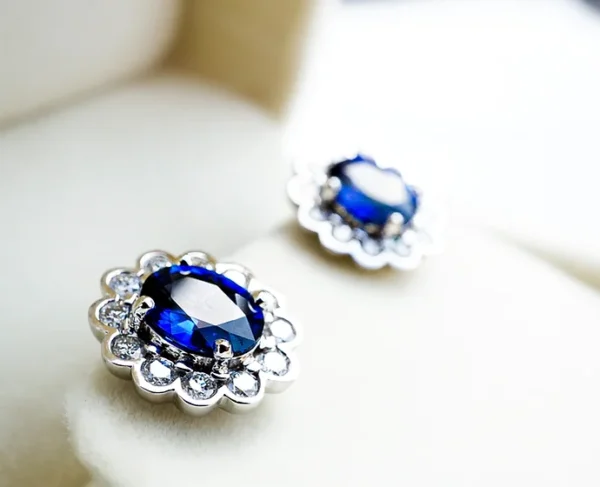 Flower Blue Sapphire Studs