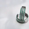 Green Emerald Huggie Hoop Earrings 3