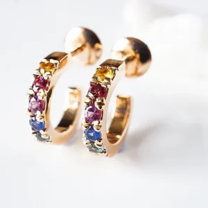 Half Eternity Rainbow Sapphire Studs