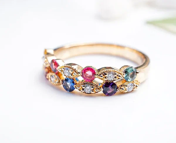 Multi-Color Sapphire Cluster Ring 2