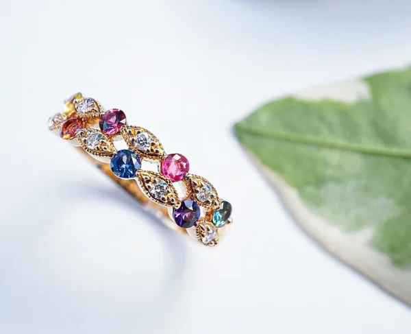 Multi-Color Sapphire Cluster Ring