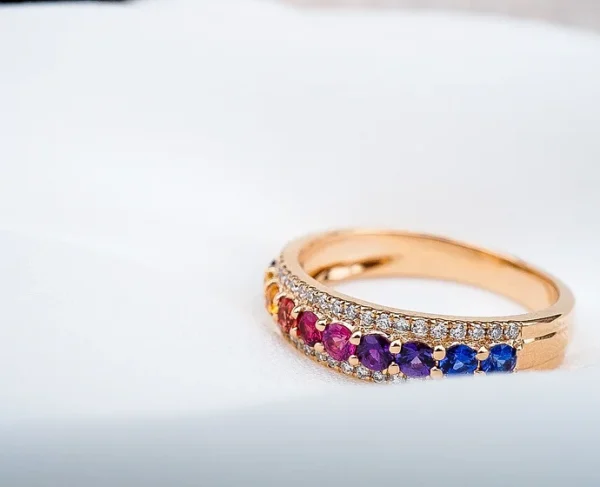 Multi Layered Rainbow Sapphire Ring 2