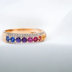 Multi Layered Rainbow Sapphire Ring