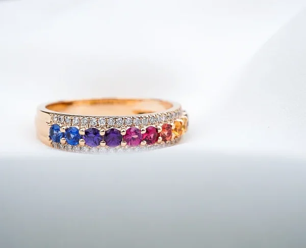 Multi Layered Rainbow Sapphire Ring