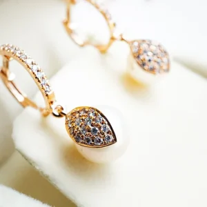 Pearl and Diamond Hoop Dangling Earring