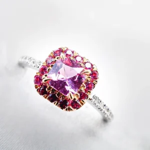 Pink Sapphire Ring with Diamonds