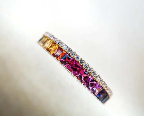 Princess Cut Rainbow Sapphire Ring 3