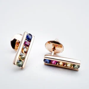 Rainbow Sapphire Bar Studs