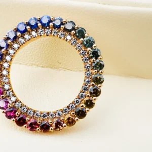 Rainbow Sapphire Eternity Circle Necklace