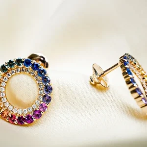 Rainbow Sapphire Loop Studs