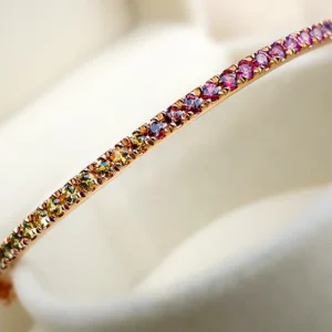 Rainbow Sapphire Oval Bangle