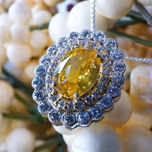 Regal Yellow Sapphire and Diamond Pendant