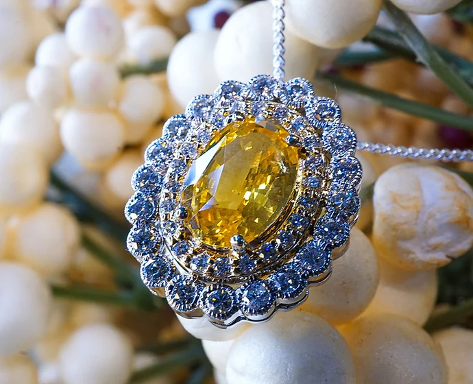 Regal Yellow Sapphire and Diamond Pendant