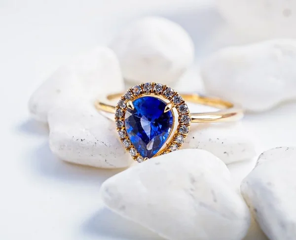 Royal Blue Pear Ring 2