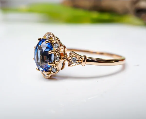 Sapphire Floral Cluster Ring 2