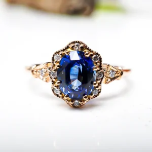 Sapphire Floral Cluster Ring