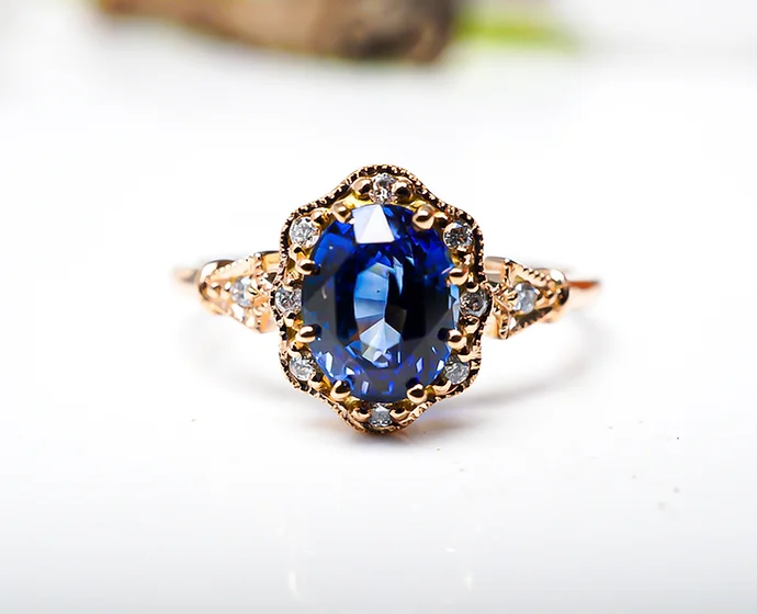 Sapphire Floral Cluster Ring