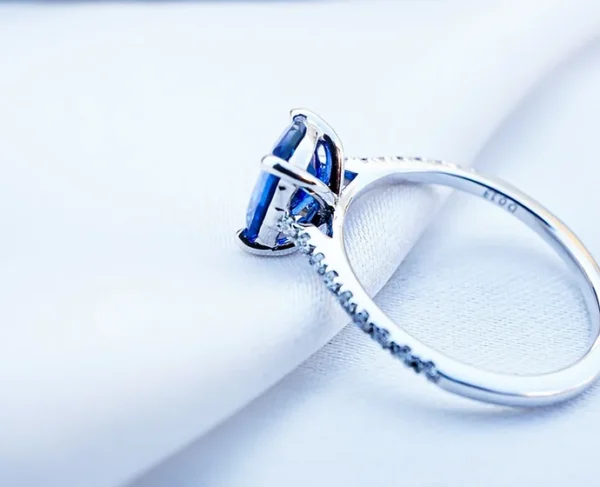 Sapphire Oval with Diamonds Engagement Ring 2