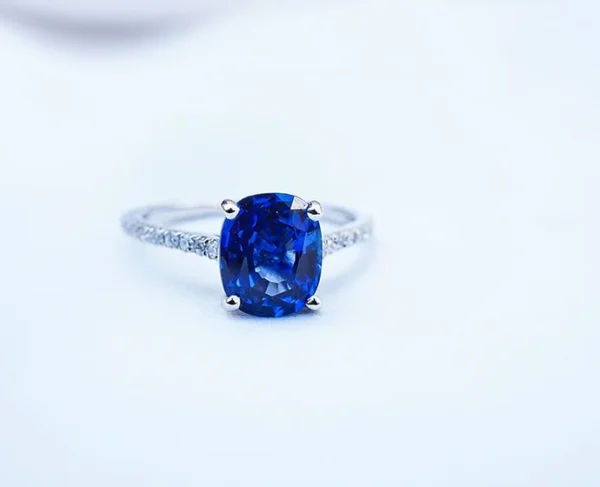 Sapphire Oval with Diamonds Engagement Ring 3