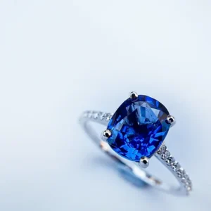 Sapphire Oval with Diamonds Engagement Ring