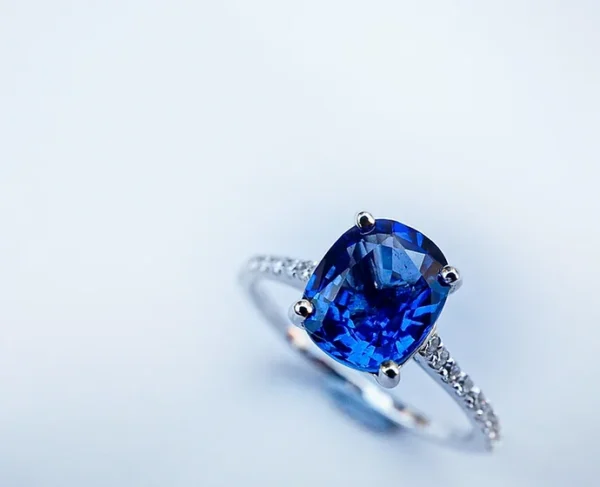 Sapphire Oval with Diamonds Engagement Ring