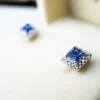 Sapphire Square and Diamond Stud Earrings 2