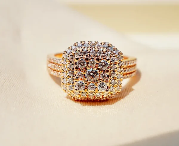 Square Halo Diamond Engagement Ring