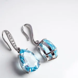 Swiss Blue Topaz Drop Earrings