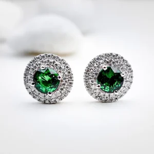 Tsavourites and diamond round stud