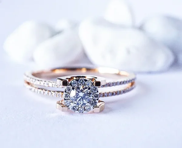 Two Band Cluster Diamond Ring