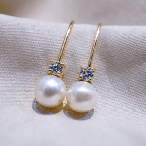 Diamond Dewdrop Pearl Earrings